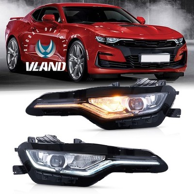 Pair VLAND Full LED Projector Headlights For 2019-2024 Chevy Camaro RS 1SS 2SS
