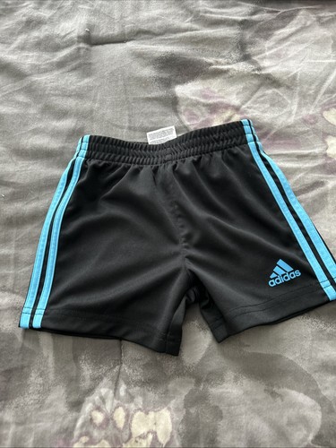 Boy Adidas Basketball Shorts 12 Months Black and Blue Stripes