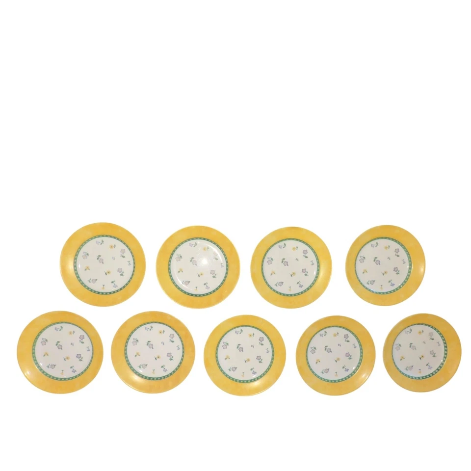 Juego de 9 platos de almuerzo de jardín clásicos vintage CorningWare 8,25" florales amarillos Foto 2 de 4