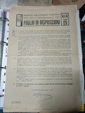 Ww2 PNF RSI Fascista Foglio Disposizione PNF Distintivo Squadristia