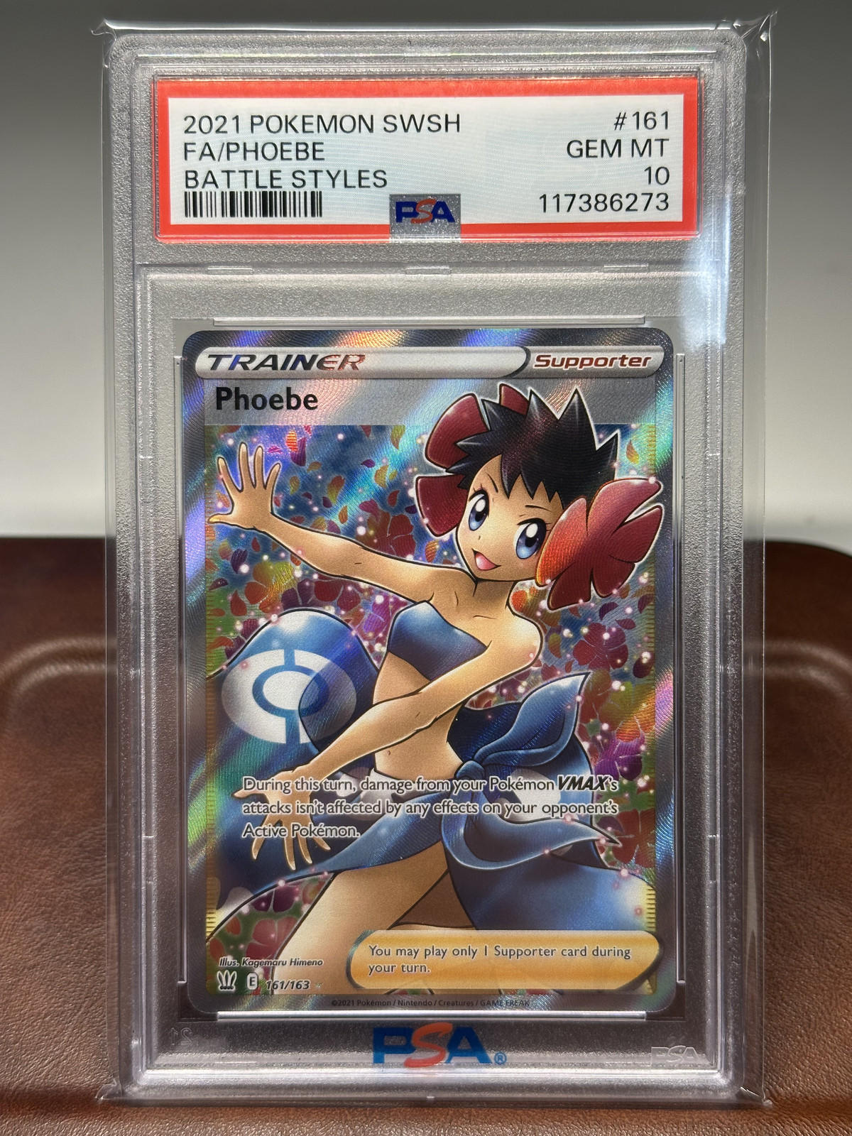 2021 Pokemon Full Art Phoebe #161/163 - SWSH Battle Styles Trainer Waifu PSA 10