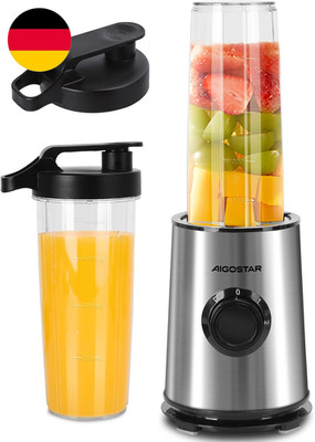 Aigostar Smoothie Maker, Mini Standmixer, 600W, 2 X 800Ml Becher Mit Reisedeckel