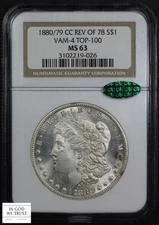 1880/79 CC Reverse of 1878 VAM-4 Top-100 Overdate Morgan Dollar $1 NGC MS 63 CAC