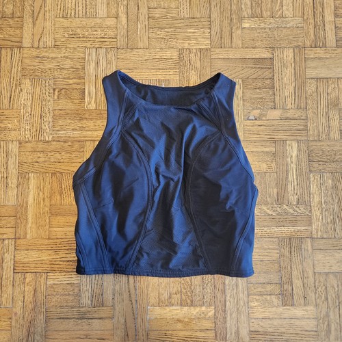 Lululemon Mesh Panelled Training Shelf Tank Top Size 6 Black Lined Sheer Back - Picture 3 of 11