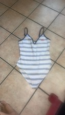 VS PINK bodysuit Snaps Navy And White Medium