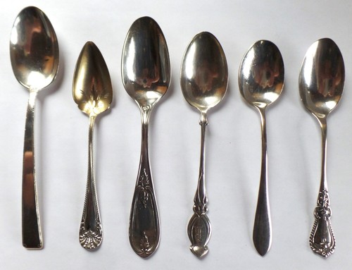 Verschiedene Menge 6 viktorianische Sterlingsilber Teelöffel verziert floral, oliv
