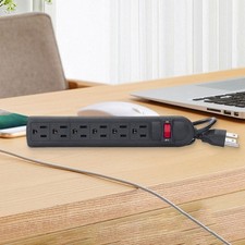 6 Outlet Power Strip for Multiple Devices Flat Plug for Garage Home Workshop
