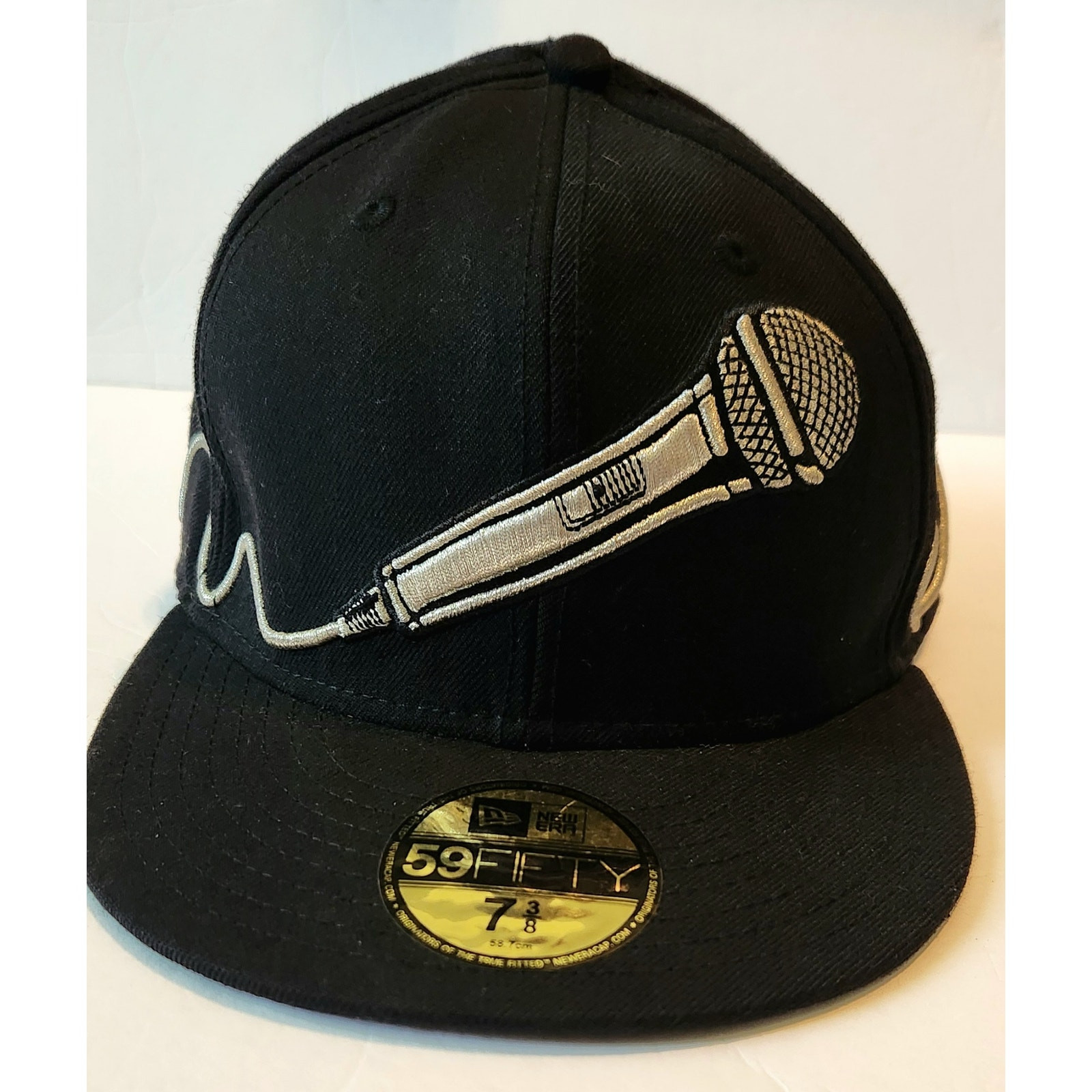 Microphone City Black New Era 59Fifty Fitted Cap 7 3/8 Flat Bill-image