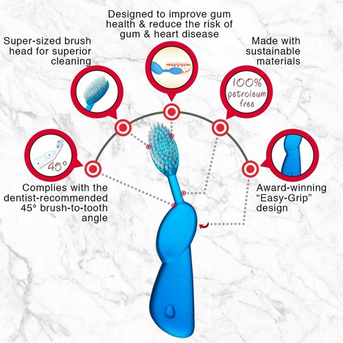 Radius Original Toothbrush Left Hand Soft Bristles Phthalate Free 1ct Case of 6 - Picture 9 of 10