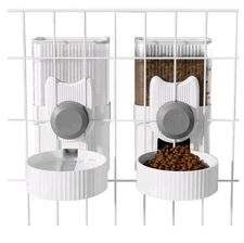 Hanging Cage Automatic Small Pet Food Bowl Water Bottle Dispenser, 1L Auto...