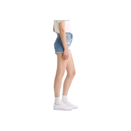 Levi's 501 Size 29W Quiet Riot Light Blue High Rise Heavy Distressed Jean Shorts - Picture 3 of 5