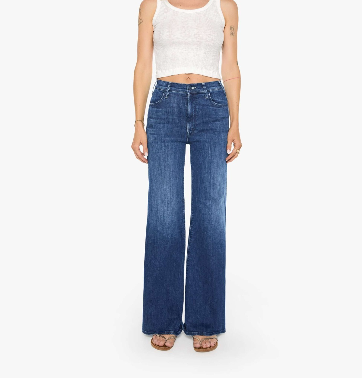 MOTHER The Hustler Roller Jeans Wide Leg Stretch Need For Speed Wash 32