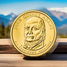 2008-P John Q Adams Presidential $1 Dollar Golden Coin US Mint FREE SHIPPING