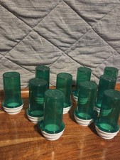 Medication Bottles Pill Bottles All One Size Green Plastic White Tops Lot Of 10