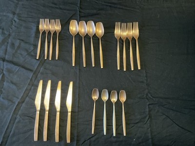 Bloomhouse 20 PieceStainless Steel Gold Flatware Set Service for 4
