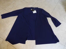 REDUCED Antthony Cathy Womens Size 1X  Oversized 3/4 Sleeve STRETCH Blue Wrap
