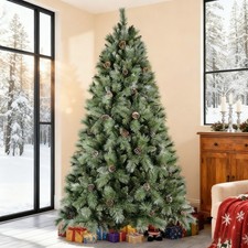 8 ft Snow Tips Artificial Christmas Tree Pre-Decorated Xmas Tree with 1858 Tips