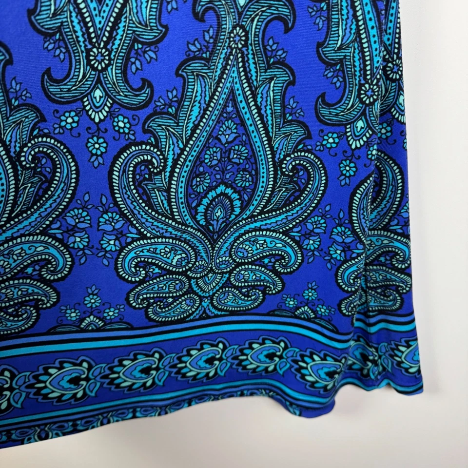 Saia de arte vestível Bob Mackie 3X azul boho paisley elástica confortável festival hippie - Imagem 2 de 4