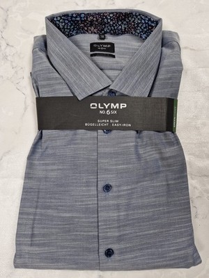 Olymp No. 6 SIX Herren Hemd Langarmhemd Super Slim Blau Gr. 46