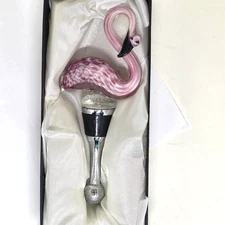 Pink Flamingo Glass Art Wine Bottle Stopper Topper, HandMade, be like Miami Vice
