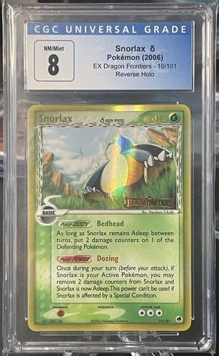 CGC 8 SNORLAX Reverse Holo Rare EX Dragon Frontiers 2006 Pokemon 10/101