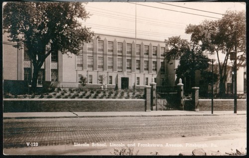 PITTSBURGH PA Lincoln School Vintage RPPC Postcard Old Real Photo Town 