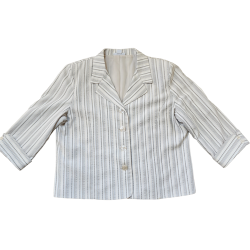 Dressbarn Jacket Blazer White Strips Size XL Business Office Formal Sophisticate