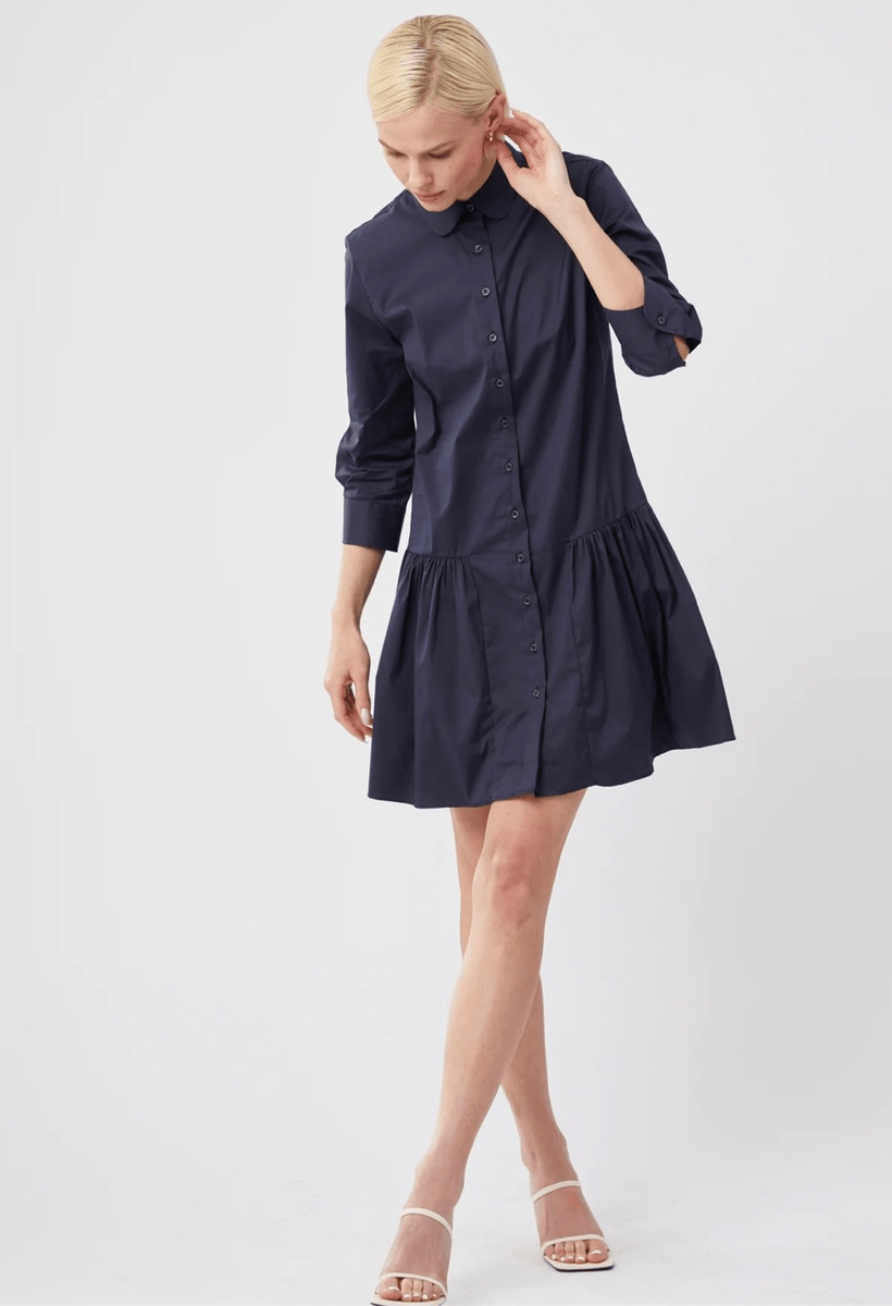dropped waist shirt dress THE SEERSUCKER DROP WAIST SHIRT DRESS X-SMALL / SAND STRIPE main image 1