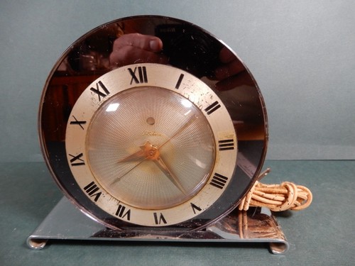 Telechron 4F65 "Luxor" Amethyst Glass Version Clock Running Cloth Cord