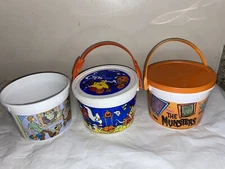 3 Vtg Carl’s Jr. Munsters Scooby Doo PLASTIC HALLOWEEN TRICK OR TREAT BUCKETS