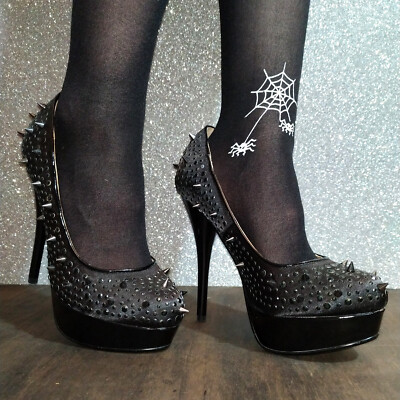 Zapatos con Pinchos Talla 37 MUY CHULOS!! :D Halloween Tacónes Negros Brillante