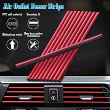 10pcs RED Car Air Conditioner Vent Outlet Chrome PVC U Shape Moulding Trim Strip