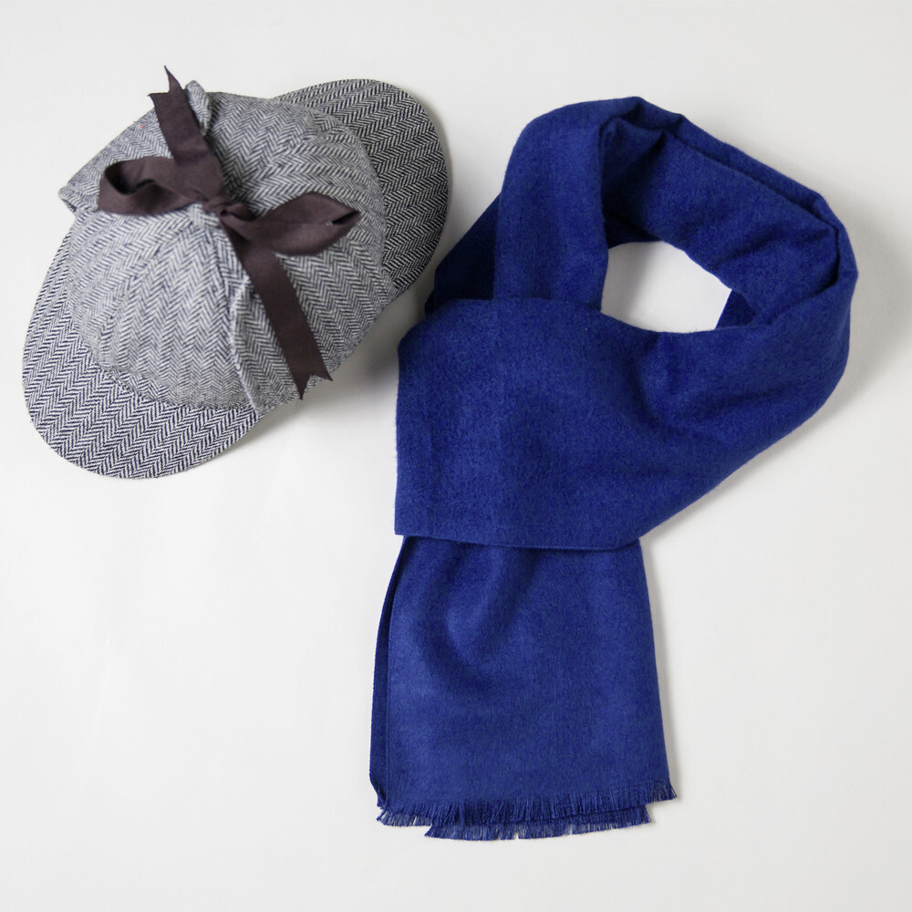 2pcs Sherlock Holmes Blue Muffler Scarf with Tasseled Ends Hat | eBay