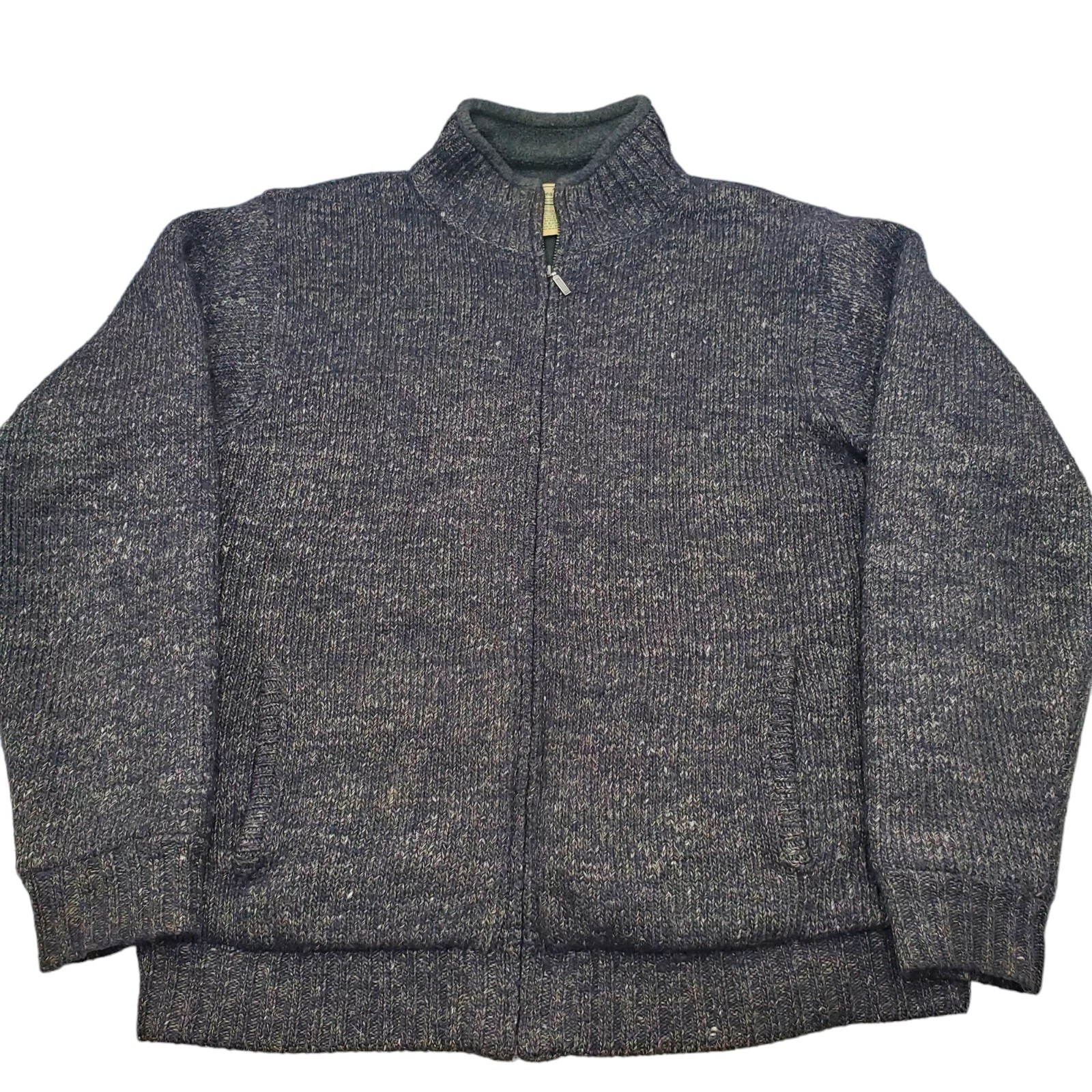 LL Bean Wool Sweater Men's Medium Gray w/ Pockets Wool Linen Blend OBJC6