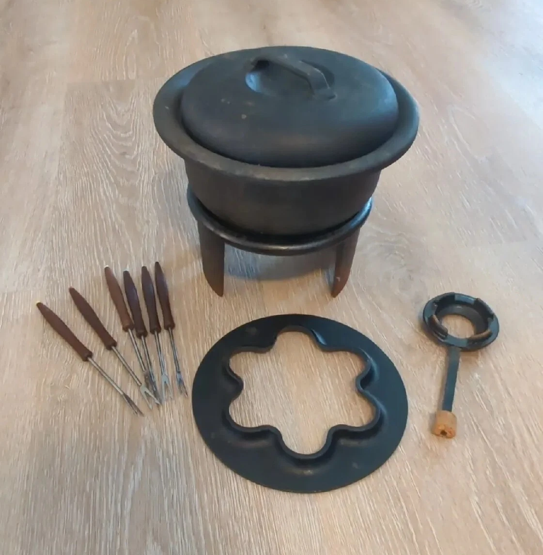 Fondue Pot Set Cast Iron Made in Denmark IKEA *CQ