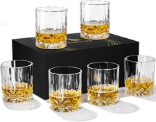 Whiskey glasses set of 6, 11 OZ, Old-Fashioned Whiskey glasses, Rum glasses