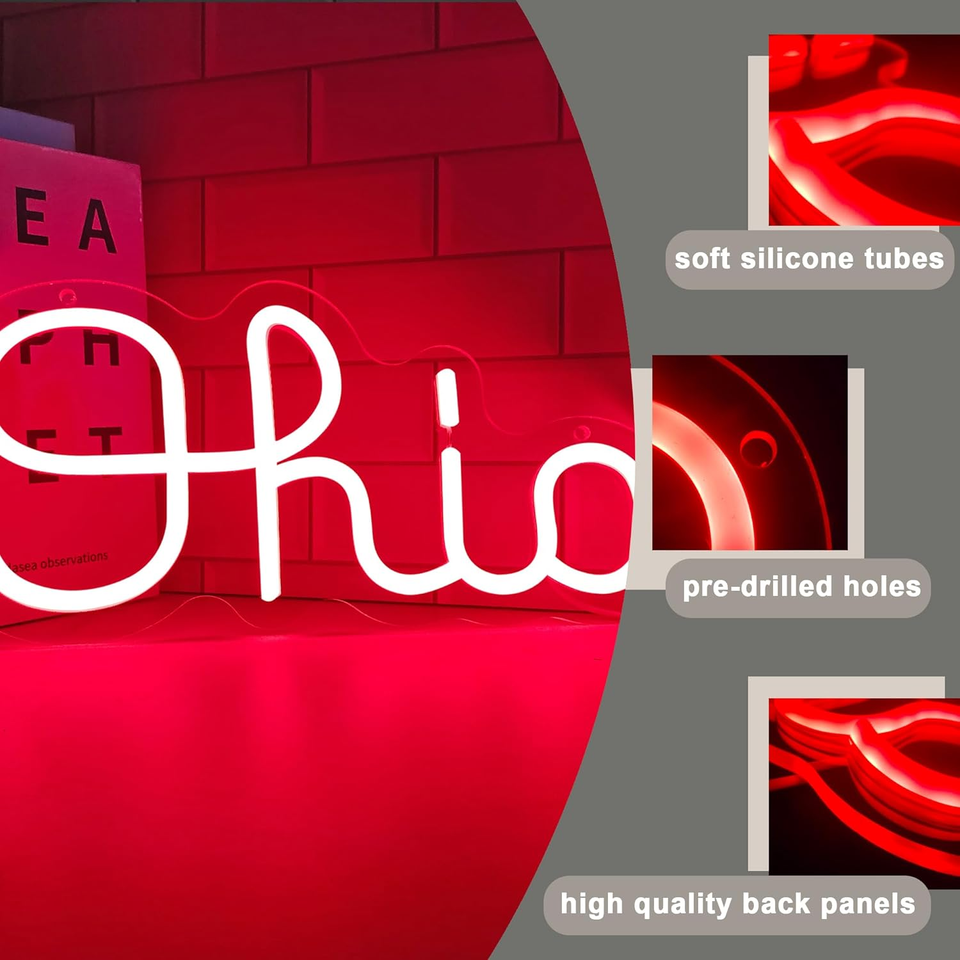 Ohio State Neon Signs for Wall Decor, Dimmable Ohio LED Signs Neon Light Signs eBay