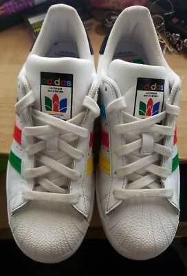 Size (GS) adidas Superstar Low Colorful Stripes Cloud White
