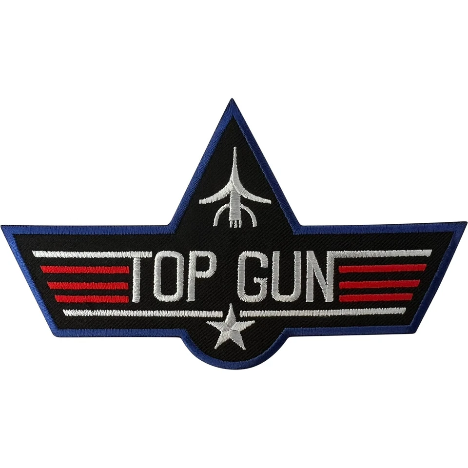 Top Gun Iron Sew On Patch Biker Motorcycle Jacket Fancy Dress Embroidered Badge