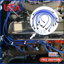 New Ignition Spark Plug Wire Set (9Pcs) 10.5mm For Chevy 350 SBC BBC V8 Blue