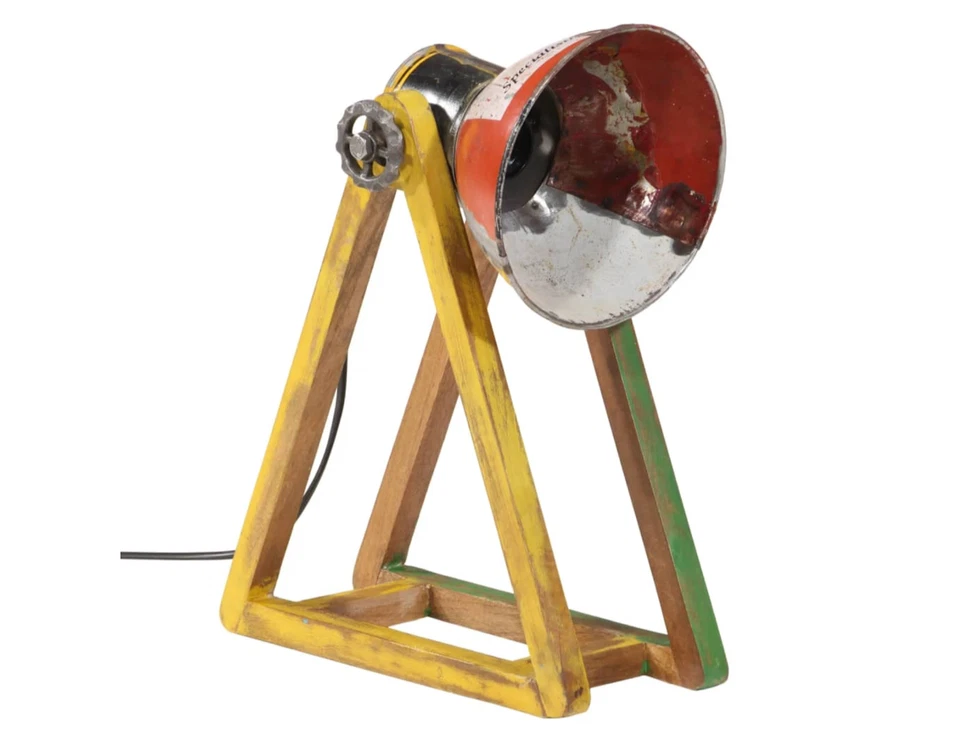 Vintage Schreibtischlampe Mangoholz Metall 25W Industriestil Mehrfarbig - Bild 2 von 4