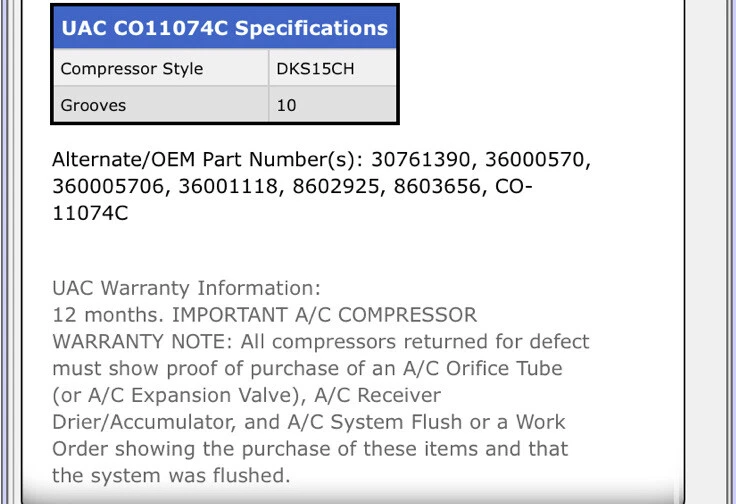 Compresor de aire acondicionado UAC CO 11074C - DKS15CH. ¡Nuevo! ¡Sin abrir! Se adapta a Volvo S40 2006. Foto 4 de 4