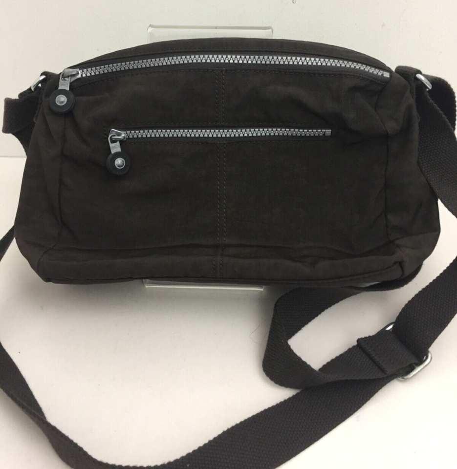 Kipling Women's Crossbody Bag Medium Brown Logo Wide Strap Lined Zip