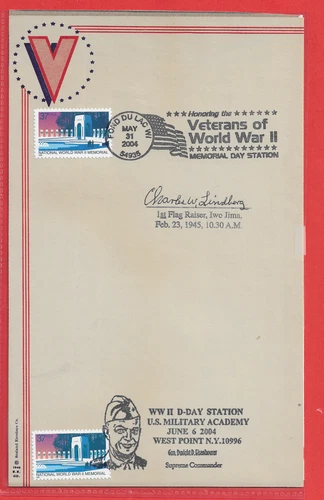 Charles W. Lindberg 1st Flag Raiser Iwo Jima SIGNED ORIGINAL WW 2 Stationary!