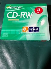 MEMOREX CD-RW 5 PACK NEW IN BOX FREE MEDIA SHIPPING