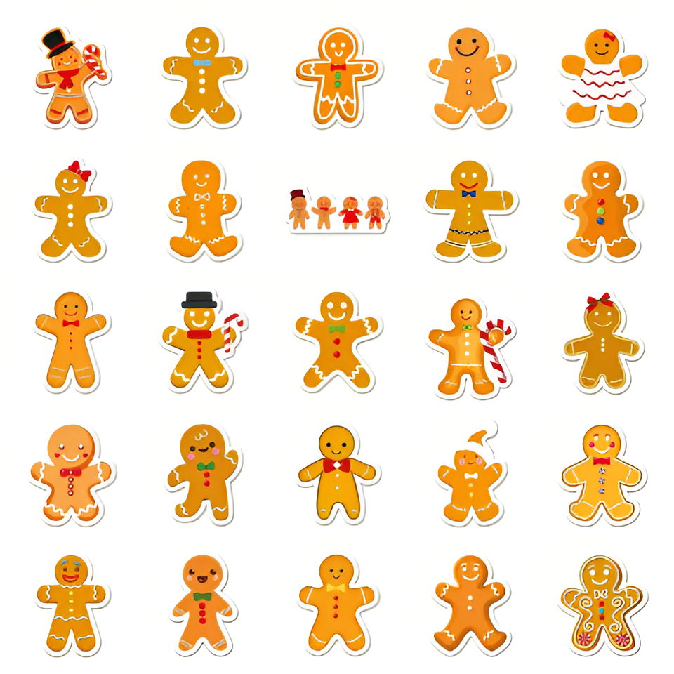Gingerbread Stickers x 10 Self Adhesive Winter Journal