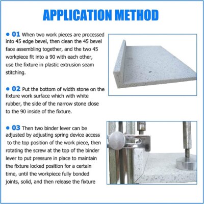 45 Degree Stone Mitre Clamp – Metal Alloy Countertop Seam Splicing Fixture, Silver Finish, Clamping Height 150mm Or 325mm, For Artificial/Natural Tile Benchtop Joints