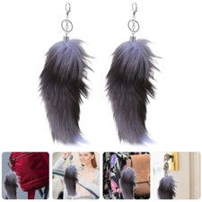 2pcs Furry Tail Key Chain Handbags Purse Charms Key Chain Key Hanging Decor