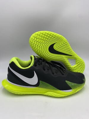 nike men's court air zoom vapor cage 4 tennis shoes black and volt