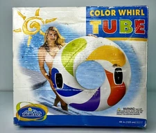 Pool Float Intex Wet Set Color Whirl Tube Inflatable 48" Round Float Multi Color